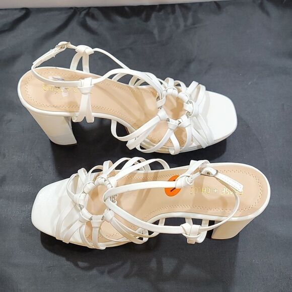 BRAND NEW CHASE+CHLOE BLOCK HEEL OPEN TOE MULTI-STRAP SANDAL S2 - Picture 8 of 14